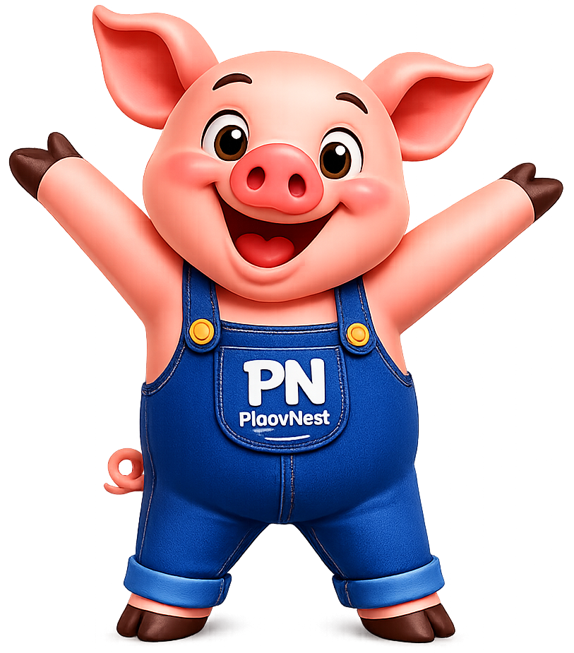 PiggyNest mascot for kids money learning
